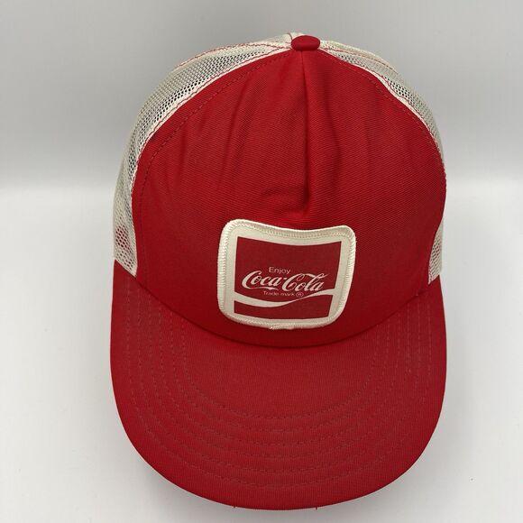 Vintage Enjoy Coca Cola Hat Snapback Trucker Cap 80s Coke Advertising Patch Logo - Picture 2 of 14